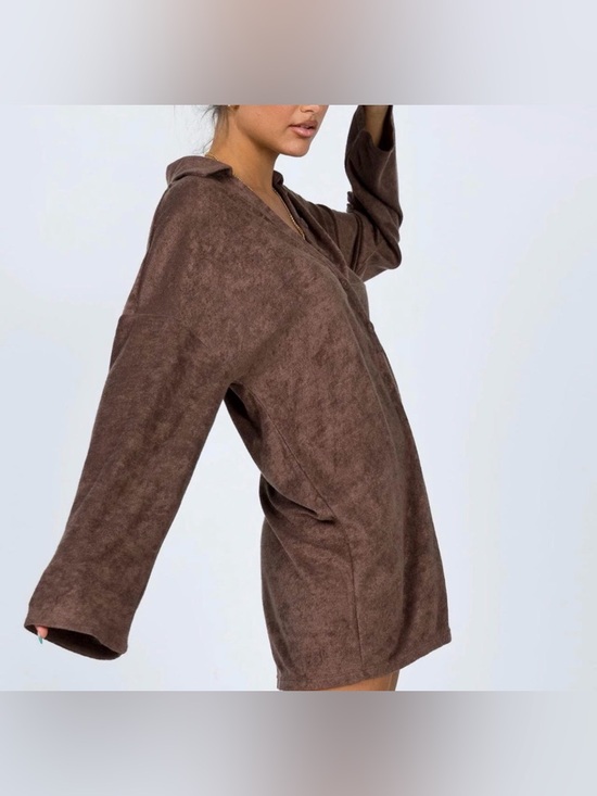 Princess Polly Pants - Princess Polly XS Relaxed Brown Hooded Terry Cloth Romper